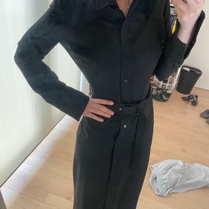 Black belted midi shirt dress brand new - Zara XS